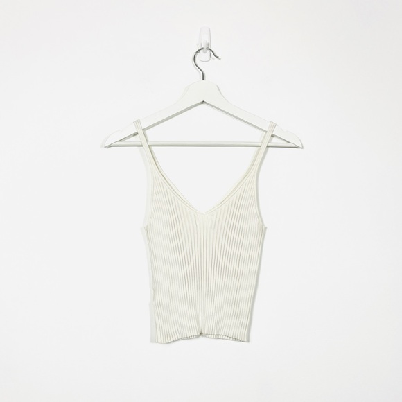 H&M Cream Spaghetti Strap Ribbed Sweater Tank Top - Picture 2 of 5